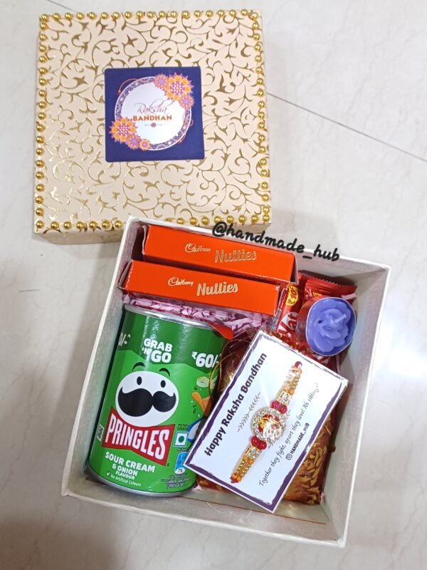 Rakhi Hamper for Brother with Pringles, Chocolates, Dry Fruits & Designer Rakhi