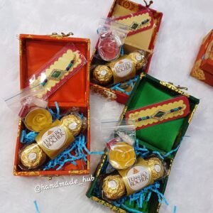 Mini Rakhi Hamper for Brother with Designer Rakhi, Ferrero Rocher & Candle (Single Box)