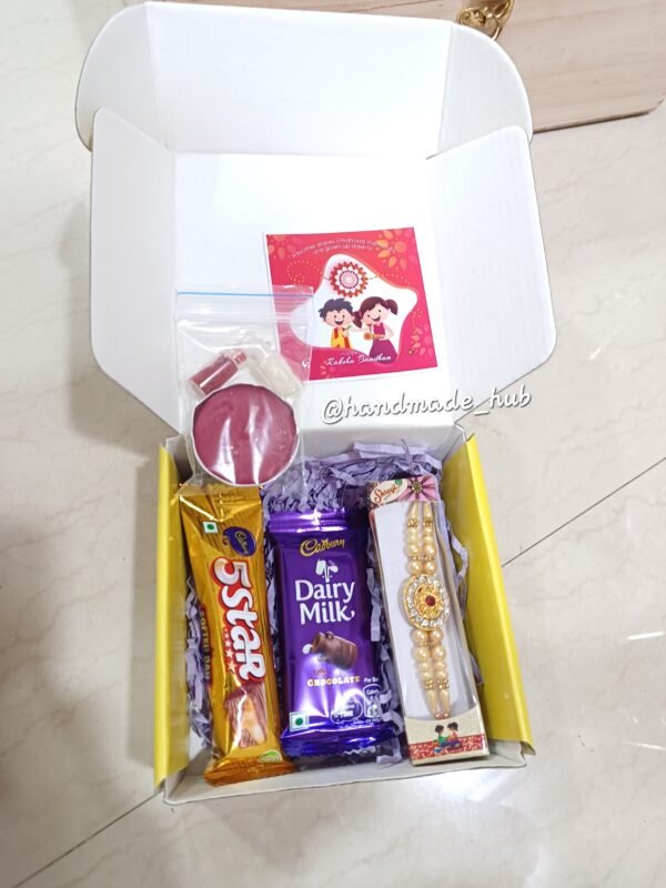 Budget Rakhi Gift Box for Brother with Chocolates, Rakhi, Candle & Roli Chawal
