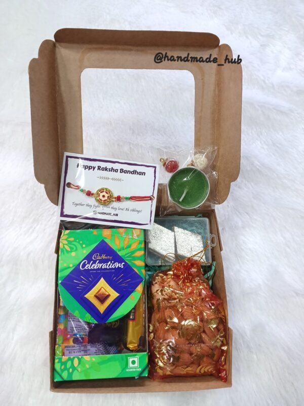 Rakhi Gift Hamper for Brother with Chocolates, Kaju Katli, Dry Fruits, Rakhi & Candle