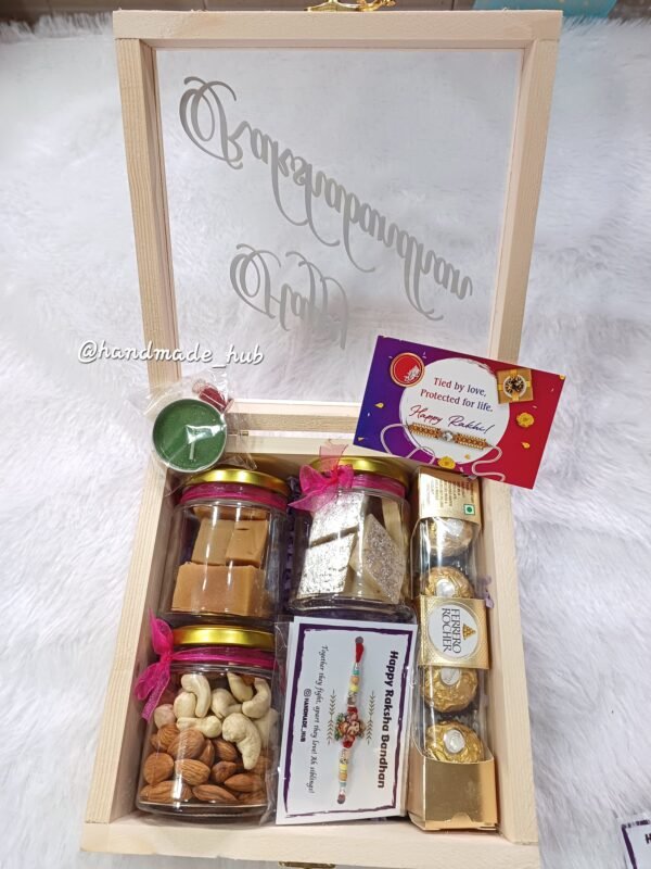 Traditional Rakhi Hamper for Brother with Dry Fruits, Sweets, Ferrero Rocher & Designer Rakhi