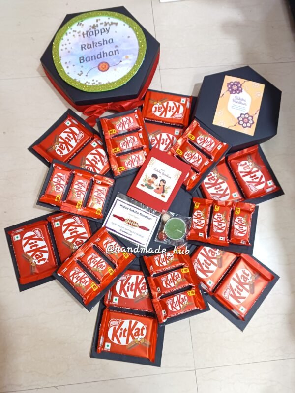 KitKat Explosion Box Rakhi Hamper for Brother with Chocolates, Rakhi & Roli Chawal