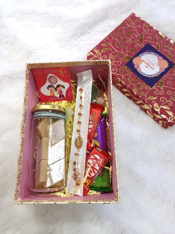 Rakhi Hamper for Brother with Kaju Katli, Chocolates, Rakhi & Roli Chawal