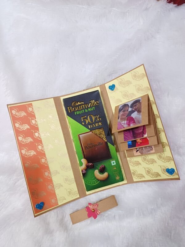 Personalized Rakhi Chocolate Card with Photos & Bournville Dark Chocolate for Brother