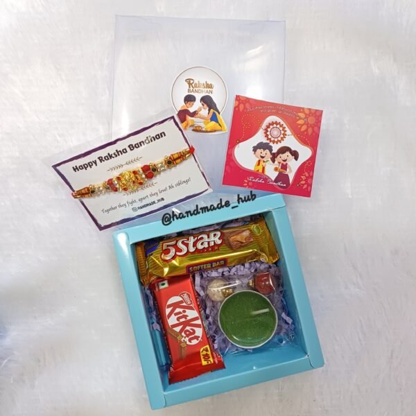Rakhi Hamper for Brother with Rakhi, Chocolates, Candle & Roli Chawal